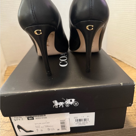 Coach Black Skyler Leather Stiletto Heels - Picture 1 of 7
